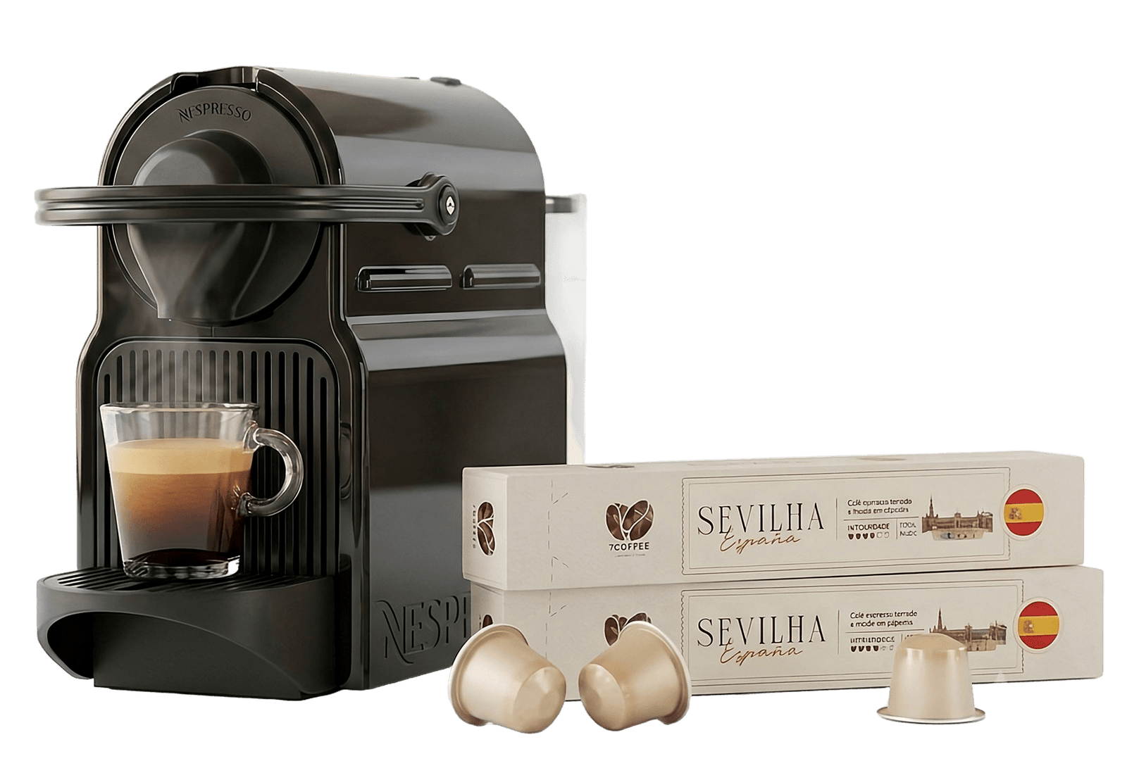 Máquina Nespresso com cápsulas de café 7COFFEE Grãos de café arábica 100% brasileiro 7COFFEE Tecnologia 7Rocks nanotecnologia aplicada ao café